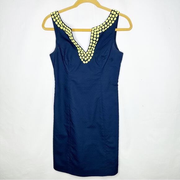 LILLY PULITZER Navy Neon Green/Yellow Blaire Shirt Dress in Size 00 - Picture 2 of 6